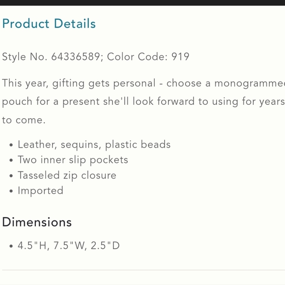 Anthropologie "H" Beaded Monogram Clutch - Picture 6 of 7